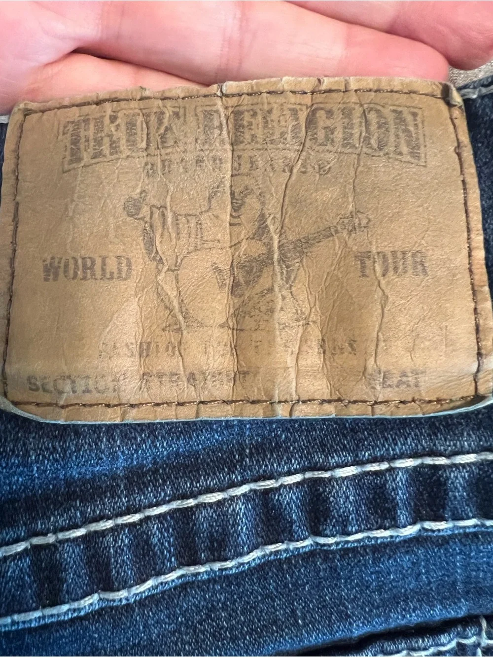 True Religion World Tour Men's Straight Big T Jeans Darken Brick Y2K 38x28 2607